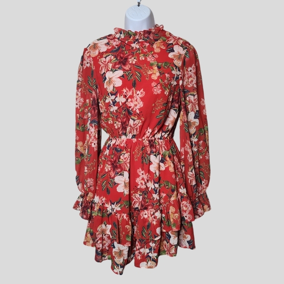 Flying Tomato Dresses & Skirts - A. Calin by Flying Tomato Botanical Floral Ruffle Mini Dress